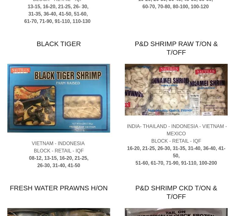Nautilus Seafood Menu