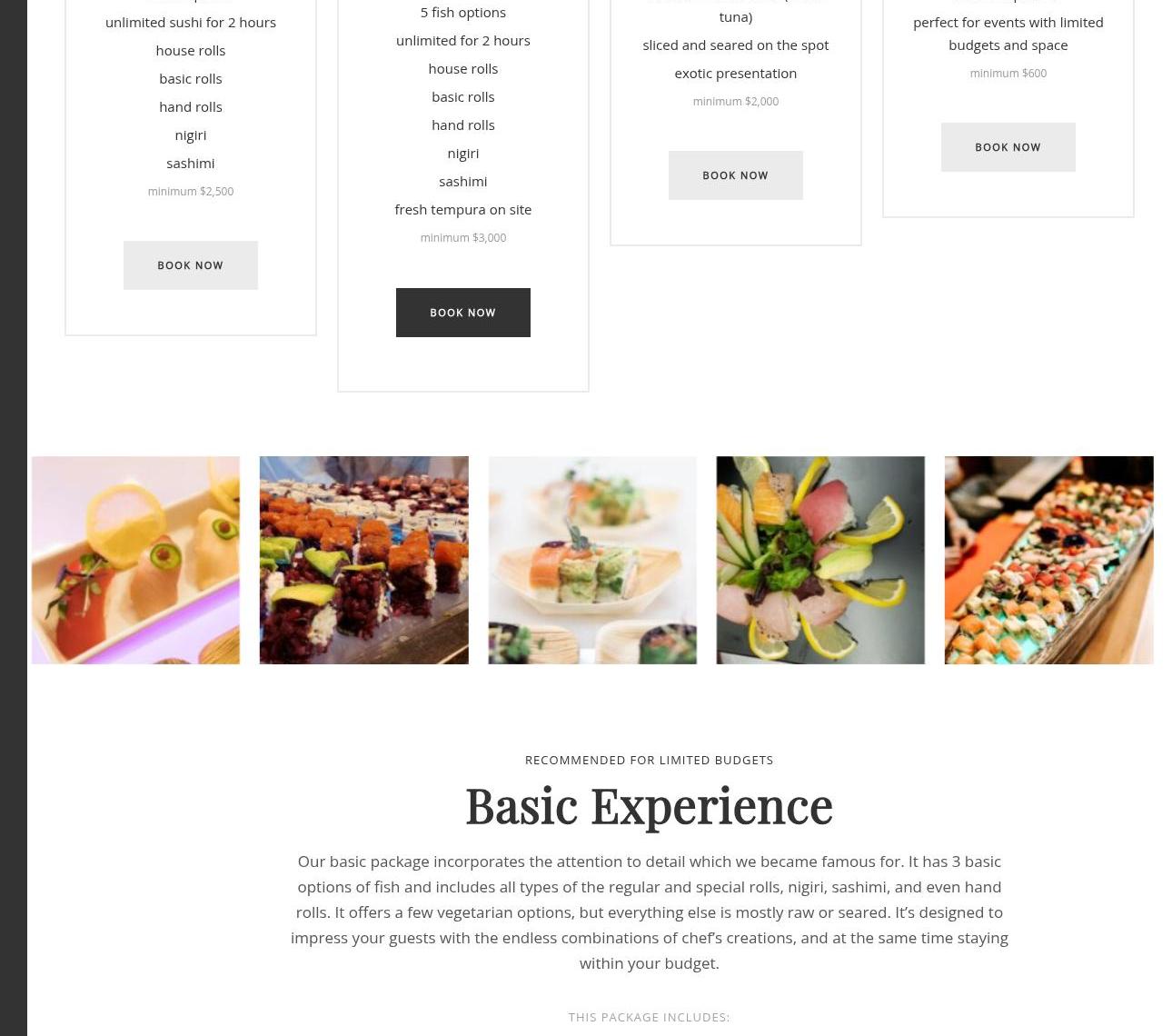Yooshi Sushi Catering & Event Production Menu