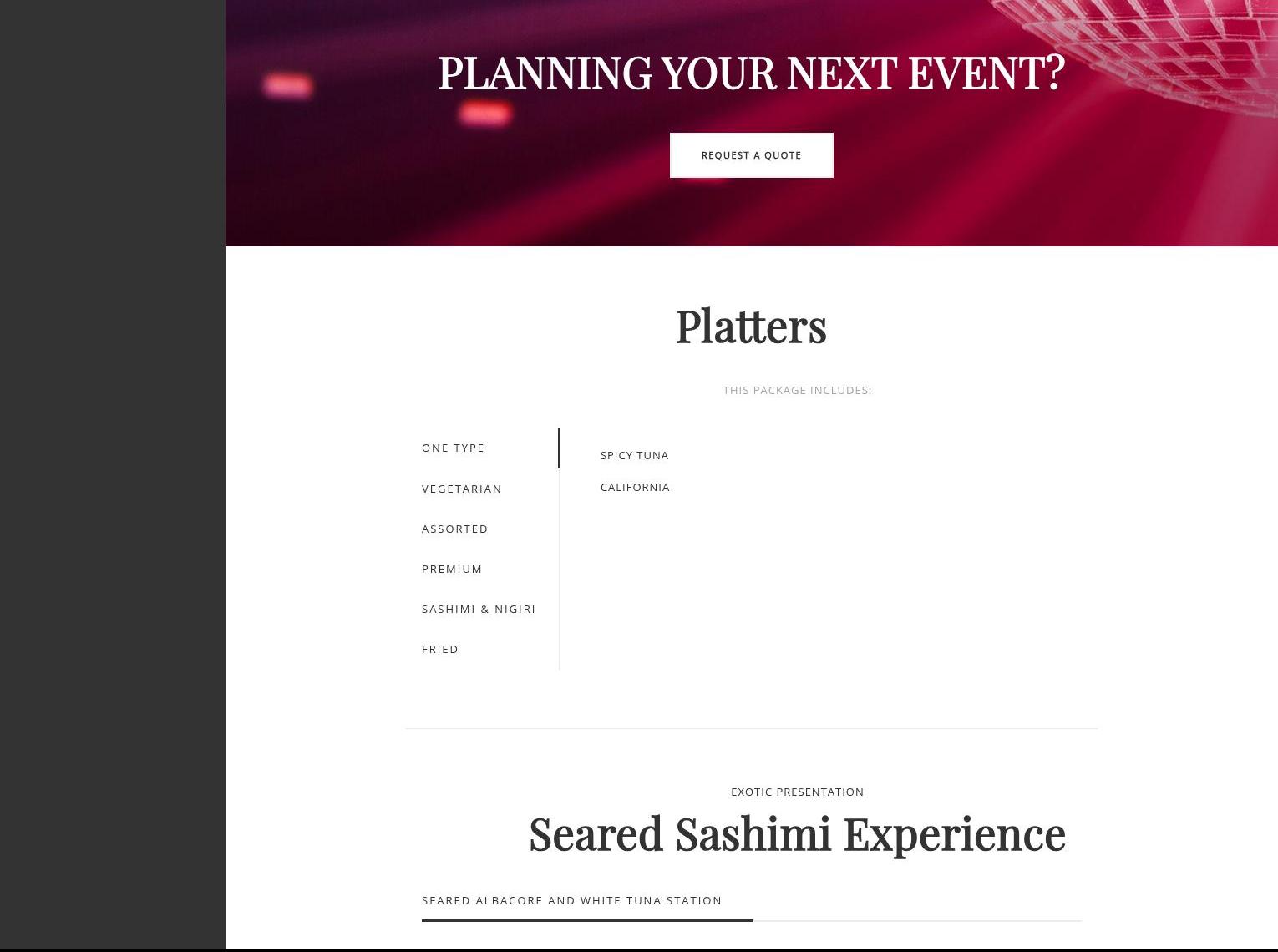 Yooshi Sushi Catering & Event Production Menu