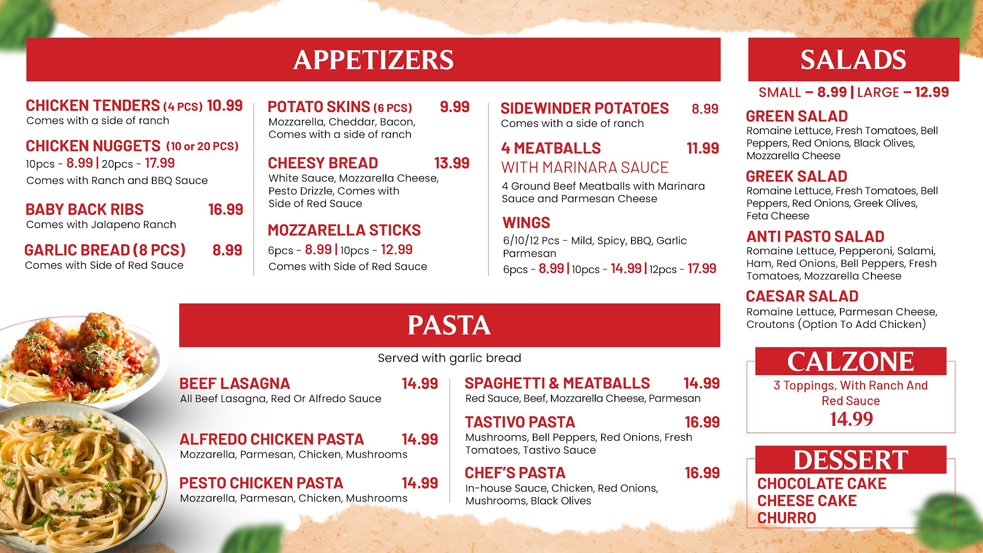 Tastivo Pizza Menu