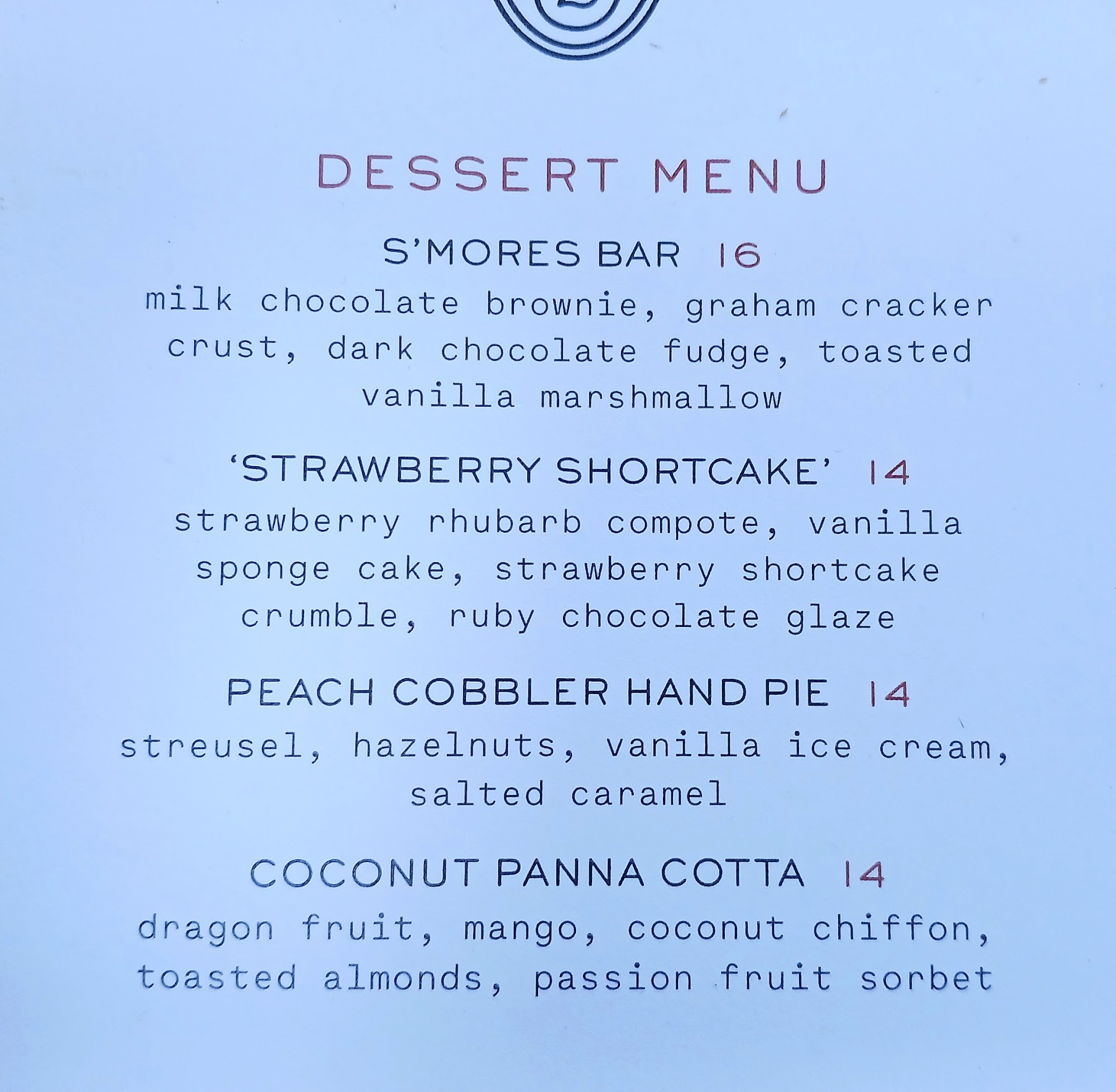 Saint & Second Menu