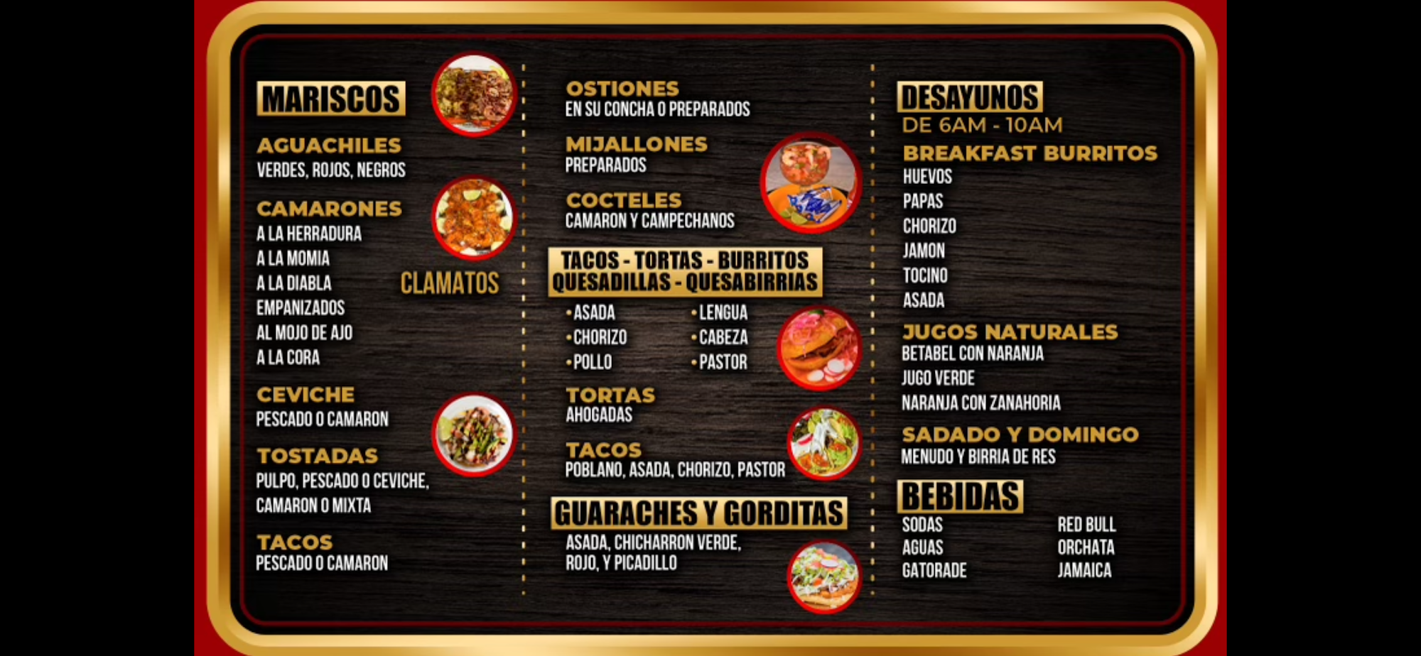 Tacos y Mariscos La Herradura Menu