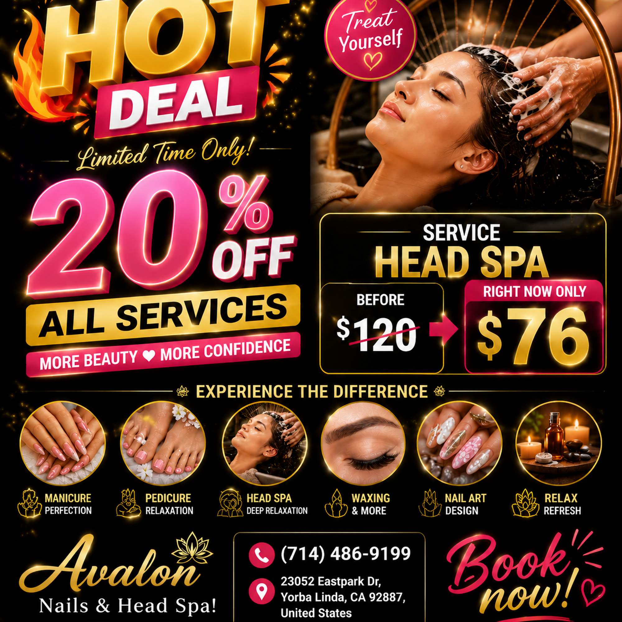 Avalon Nails & Head Spa 23052 Eastpark Dr, Yorba Linda California 92887