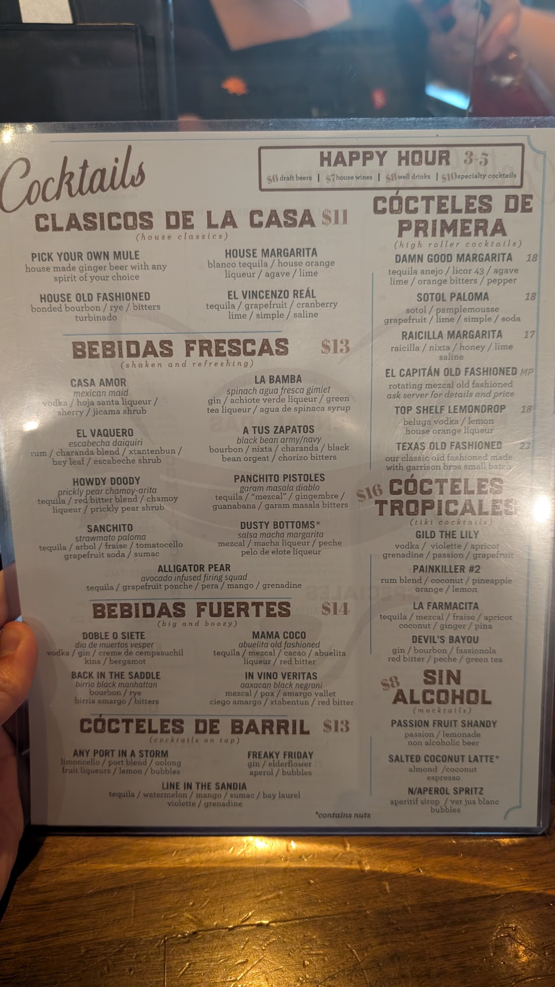 Blind Coyote Cantina Menu