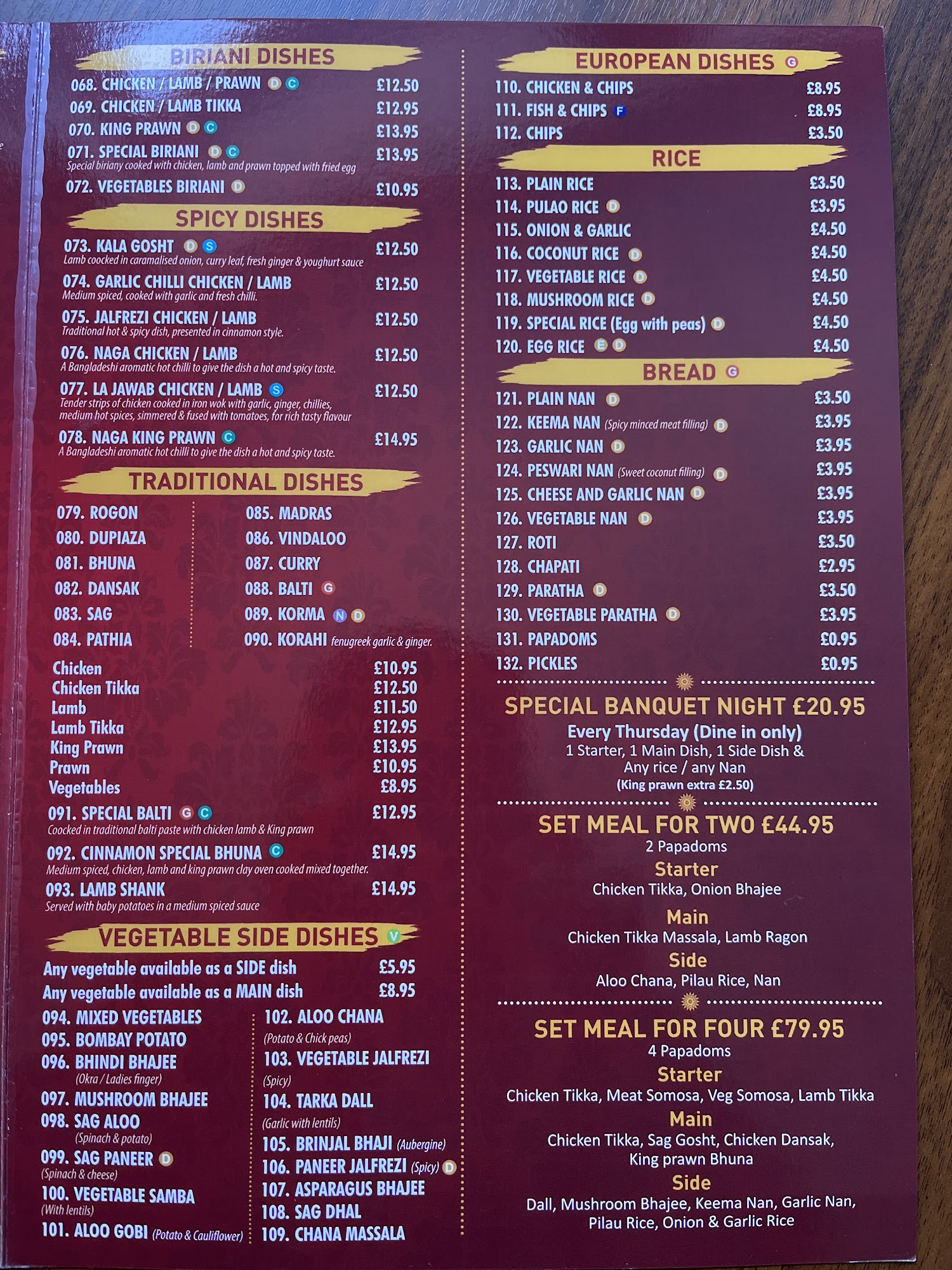 Cinnamon Restaurant Menu