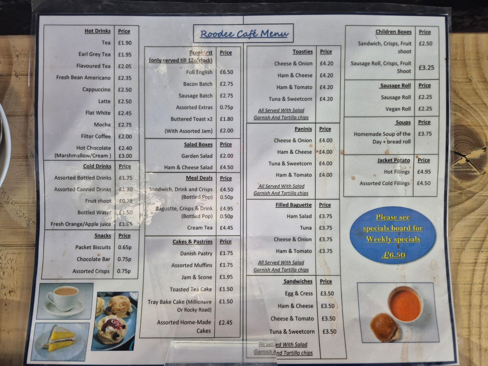 Little Roodee Cafe Menu
