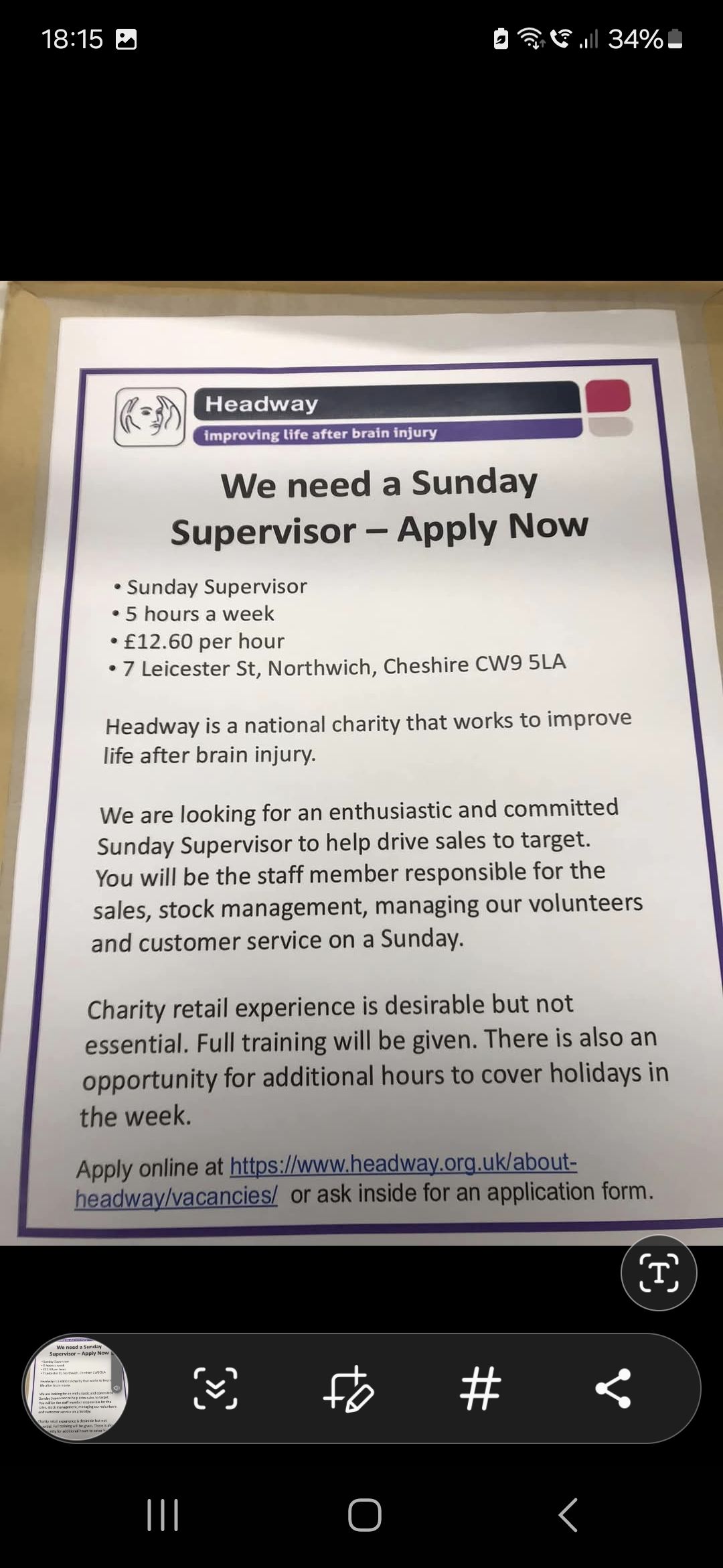 Headway charity shop