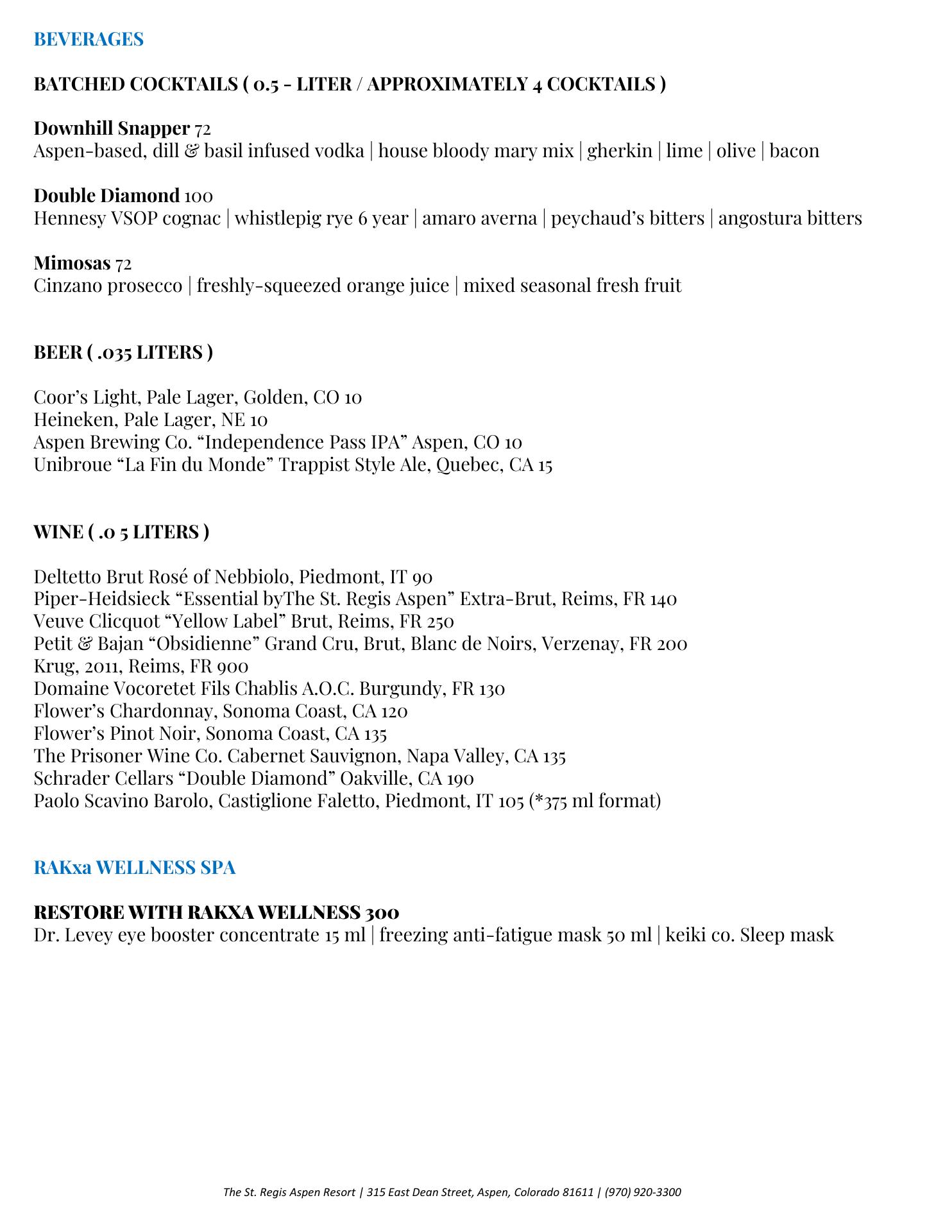 Mountain Social Bar & Lounge Menu