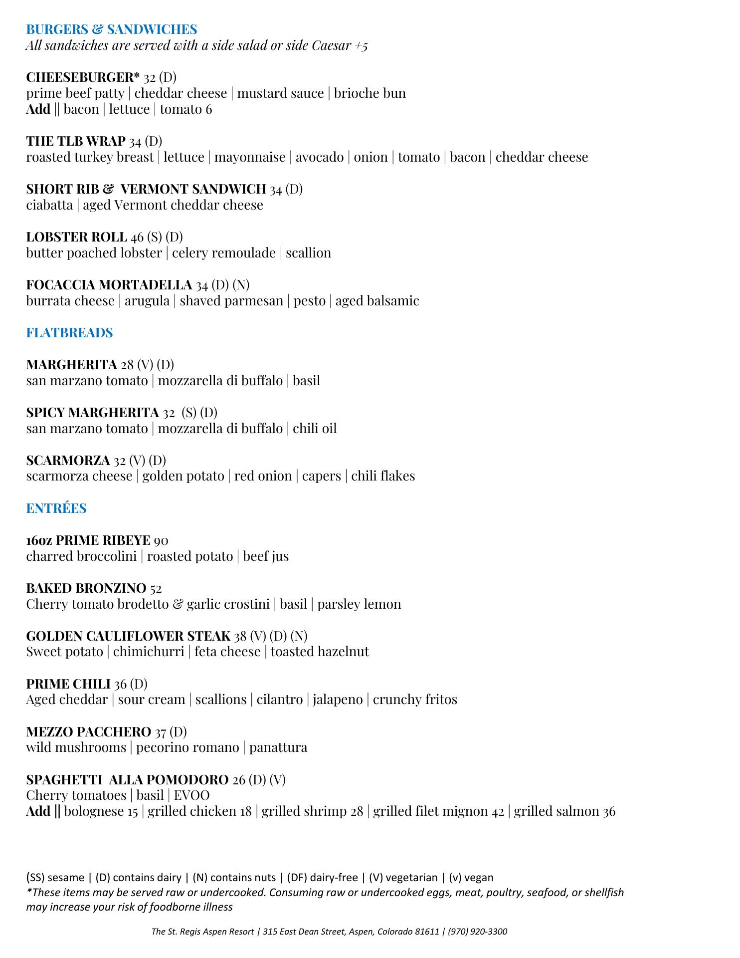Mountain Social Bar & Lounge Menu