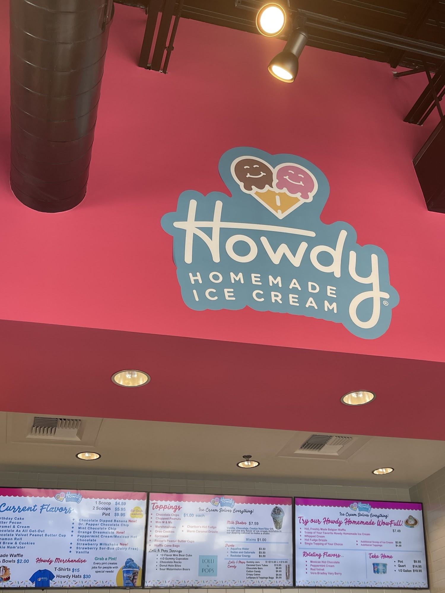 Howdy Homemade Ice Cream Menu