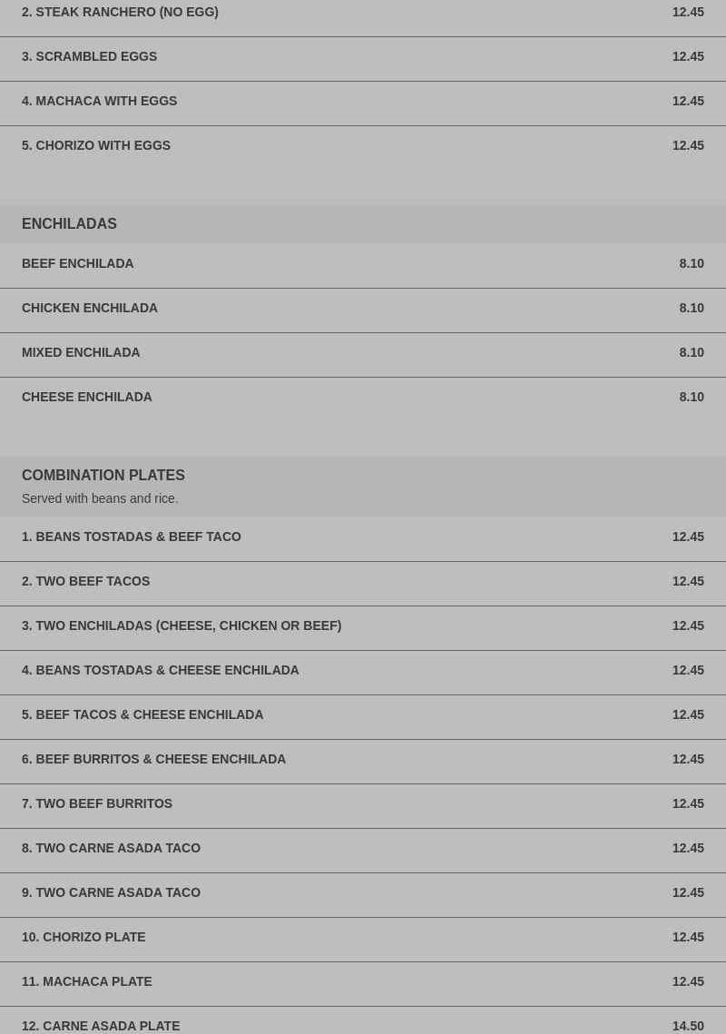 Almansitas Mexican Food Menu