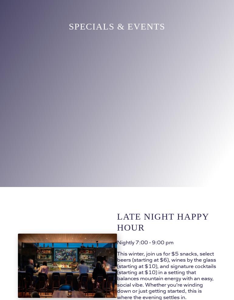 Lookout Bar Avon Menu