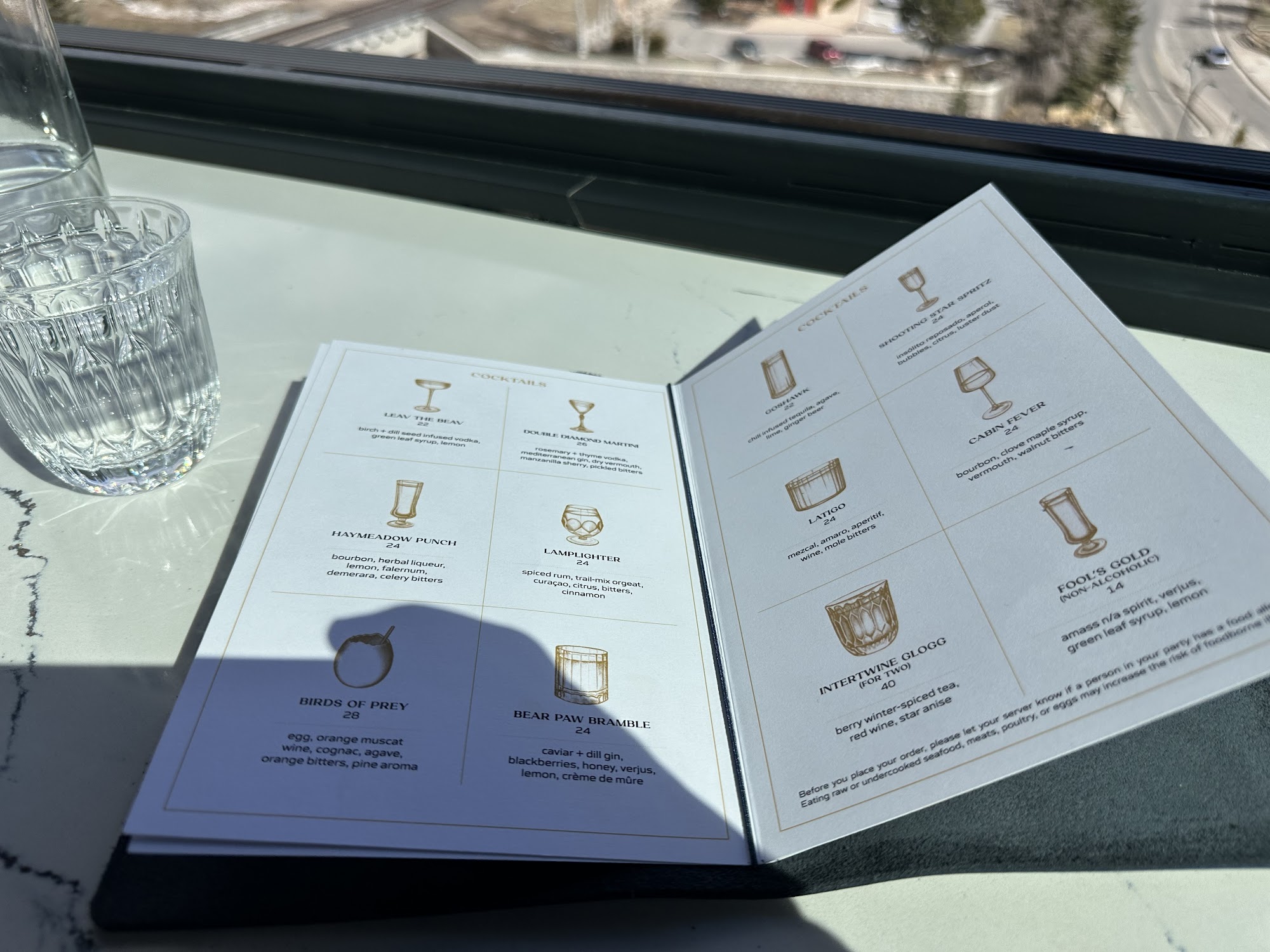 Lookout Bar Avon Menu