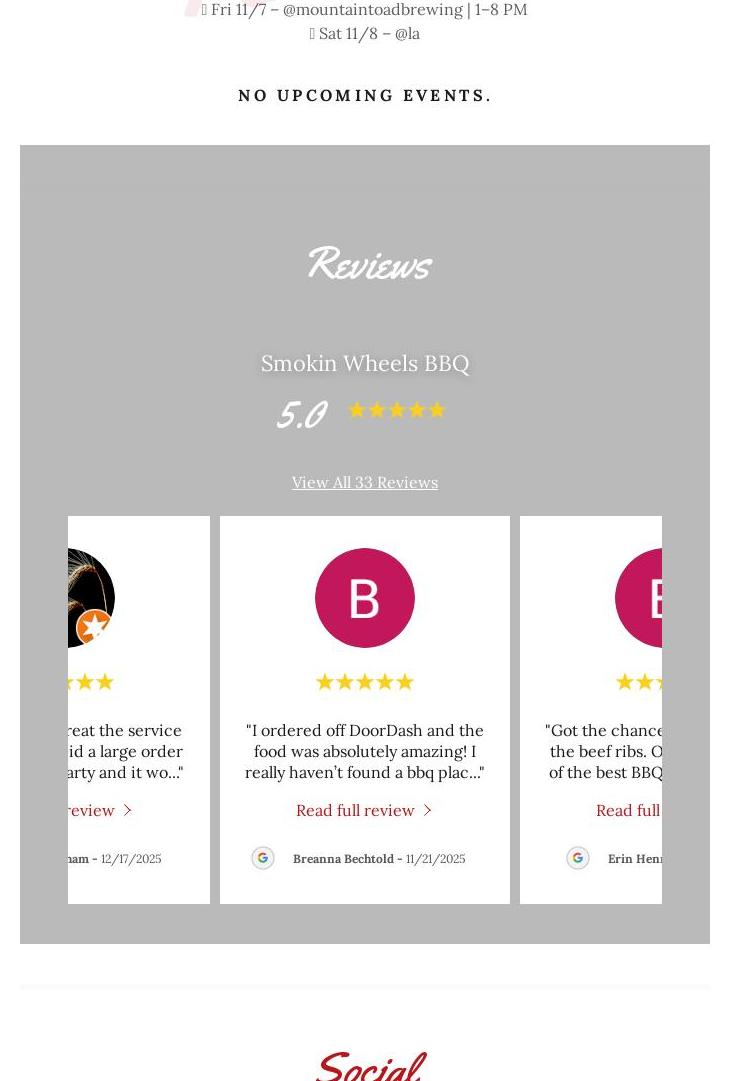 Smokin Wheels BBQ Menu