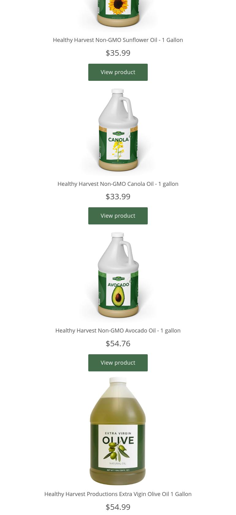 Healthy Harvest Productions Menu