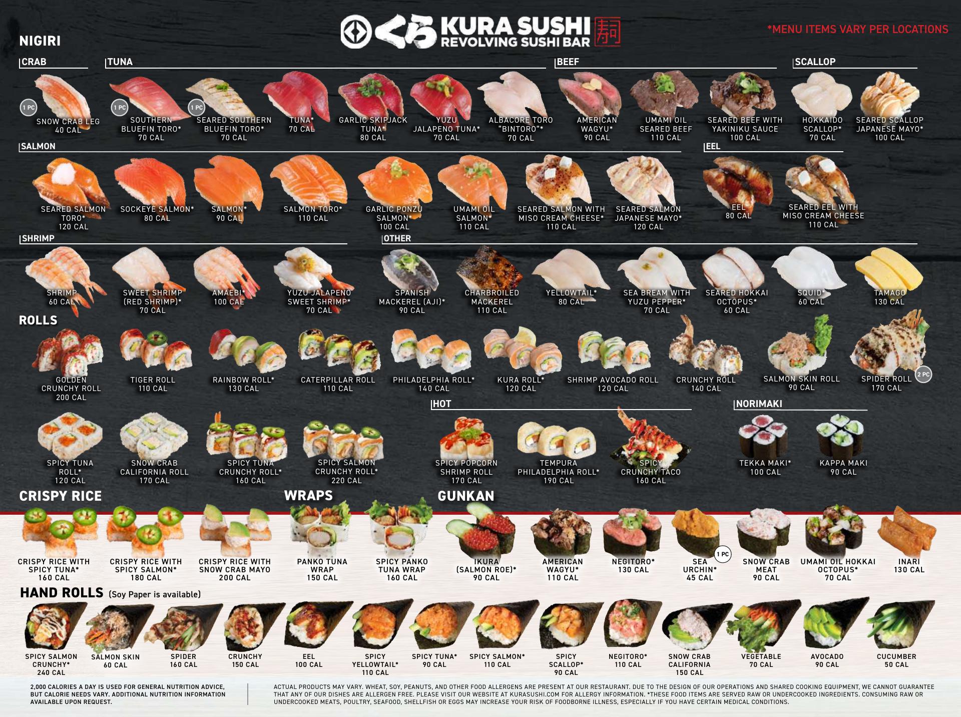 Kura Revolving Sushi Bar Menu