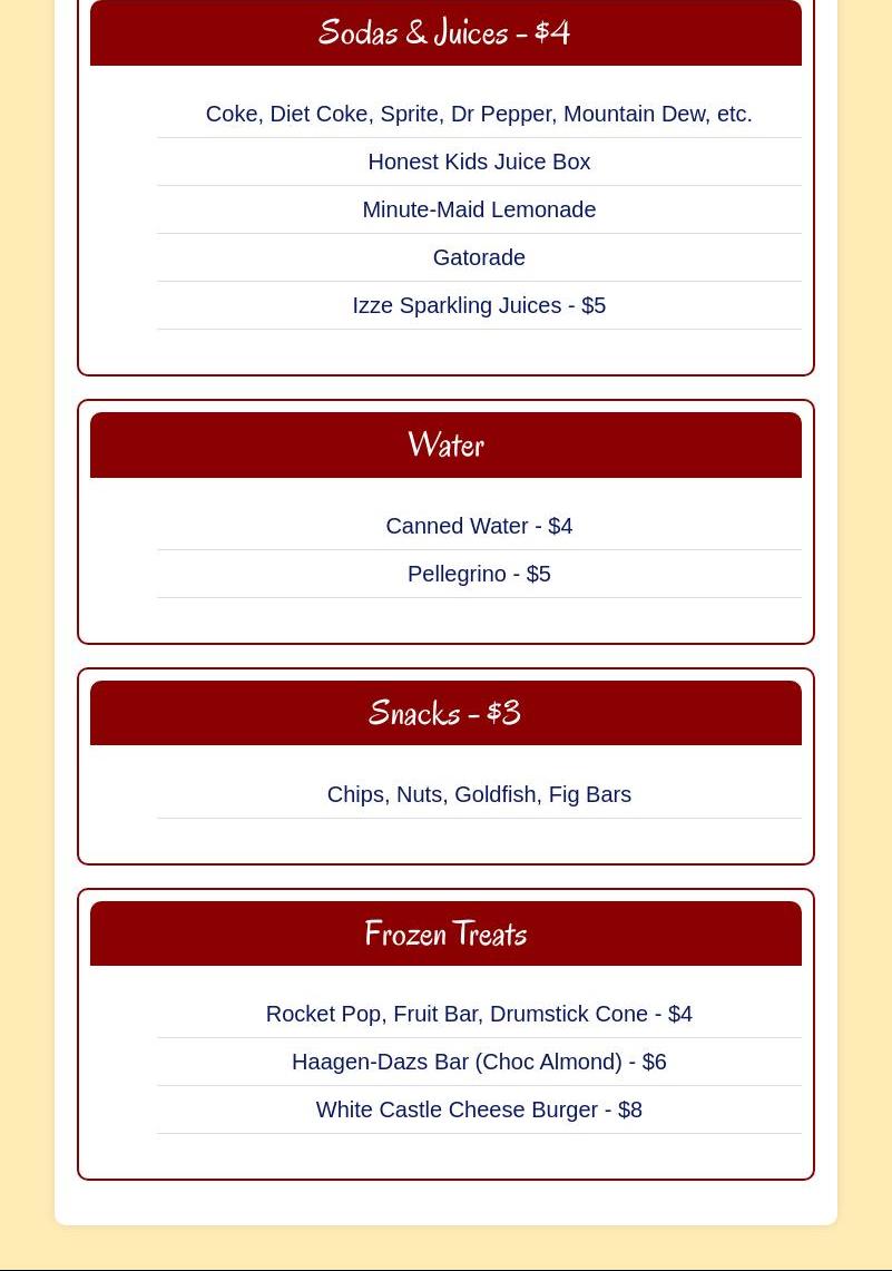 Ready Paint Fire! Breckenridge CO Menu