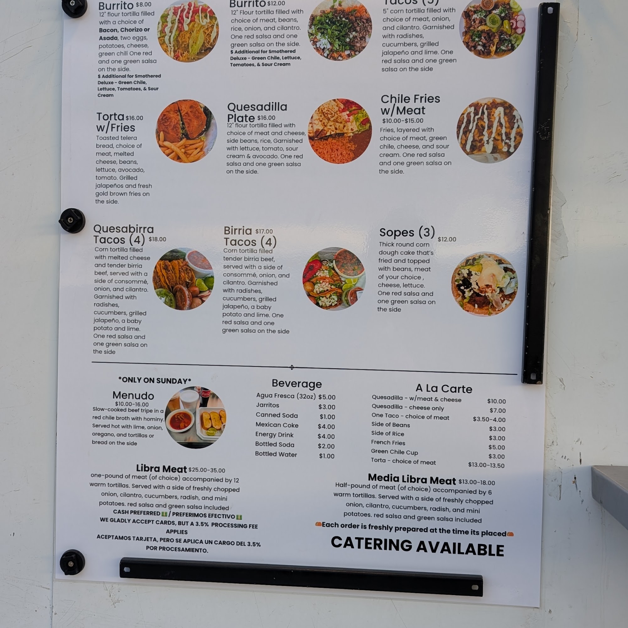 Taqueria Los Sobrinos LLC Menu