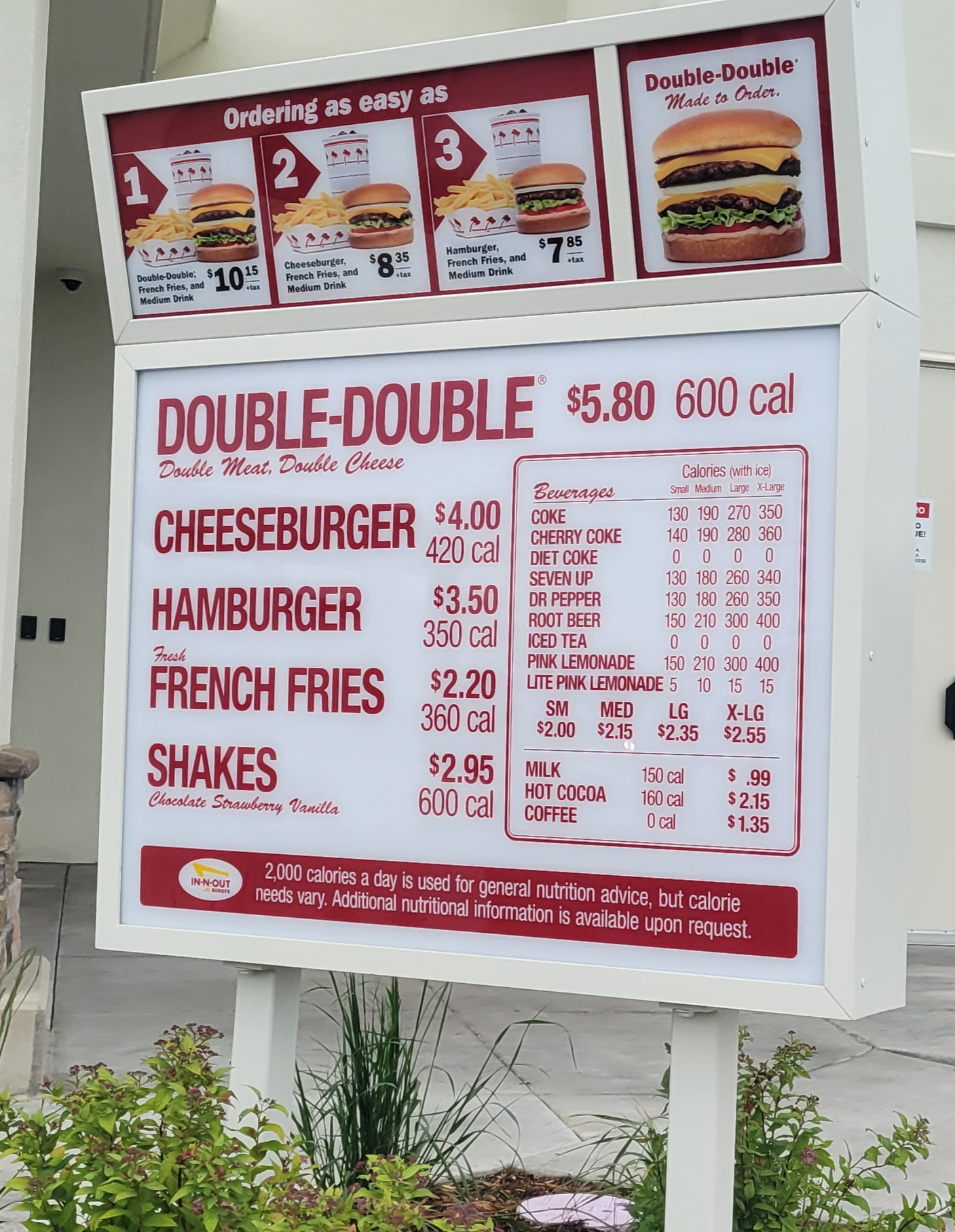 In-N-Out Burger Menu