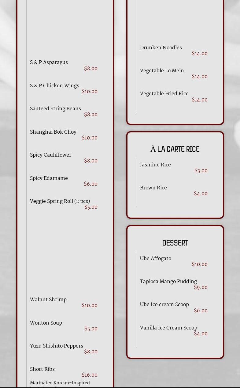 Miya Moon Menu