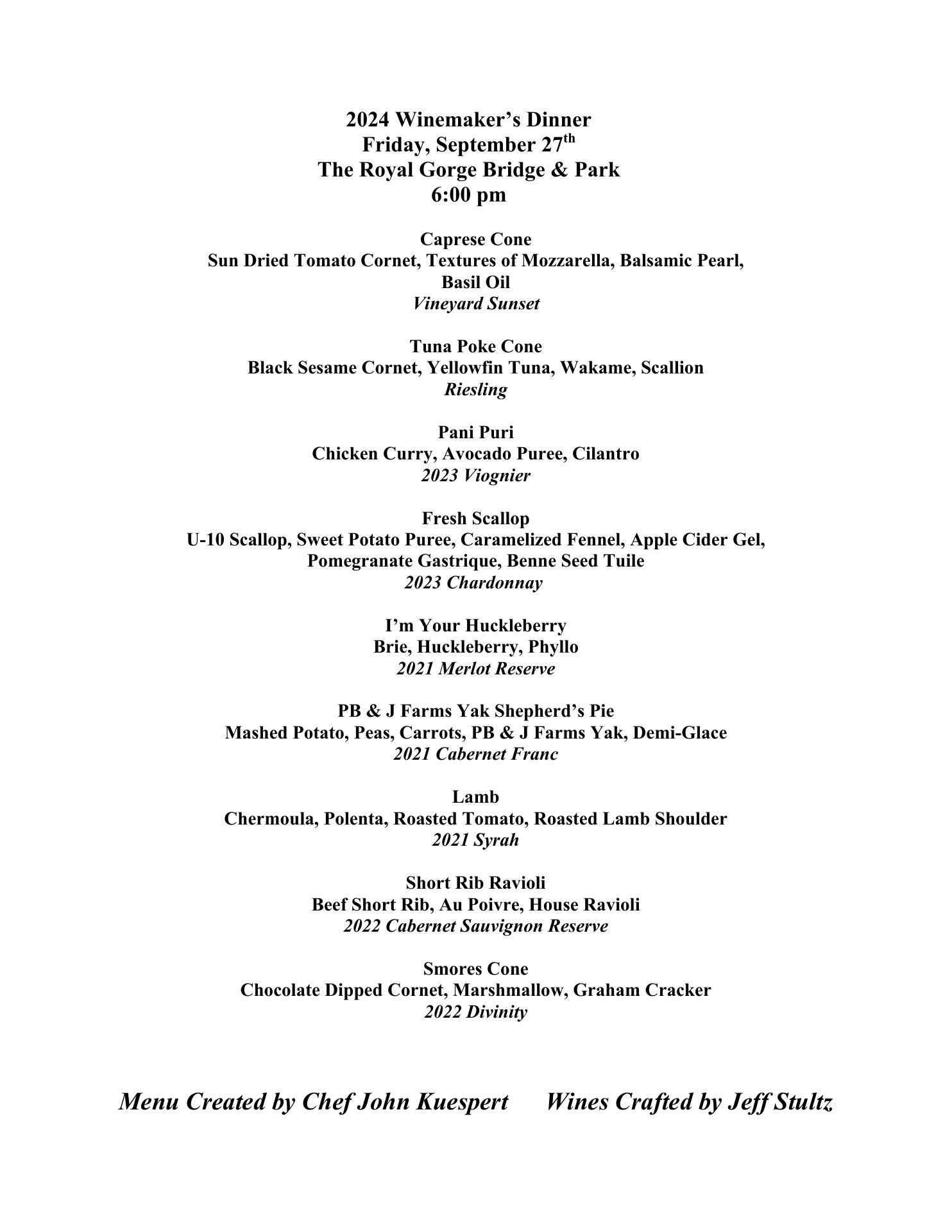 The Winery At Holy Cross Abbey Menu