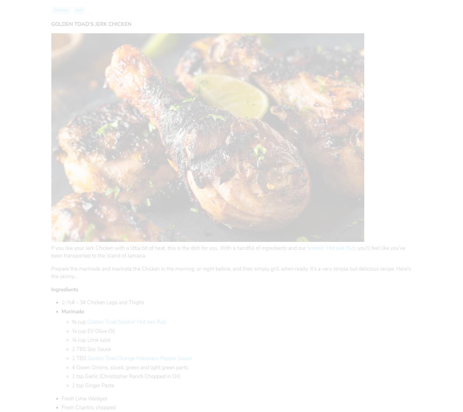 Golden Toad, Inc. Menu