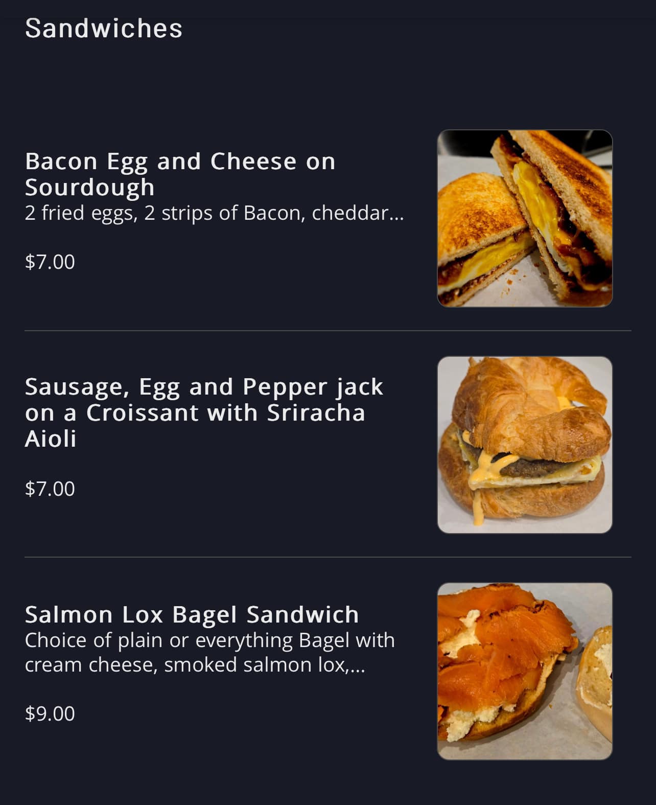 Coast2Coast Meal Prep Menu