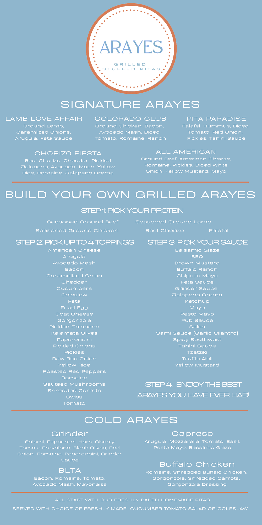 Arayes Grilled Stuffed Pitas Menu
