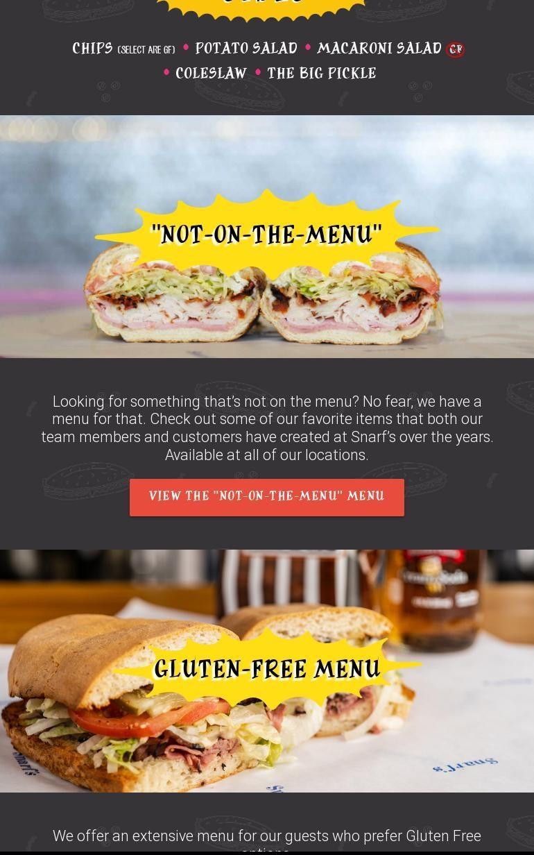 Snarf's Sandwiches Menu