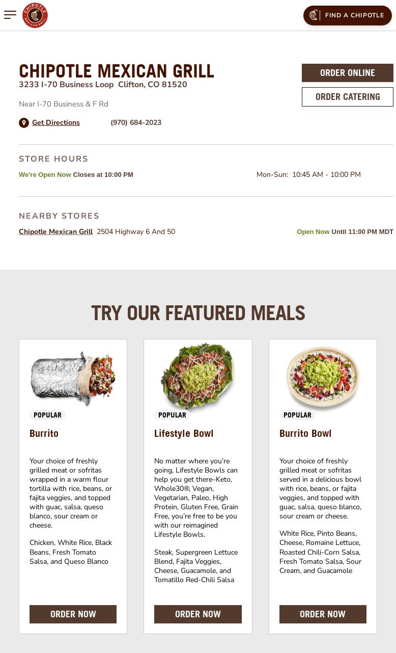 Chipotle Menu
