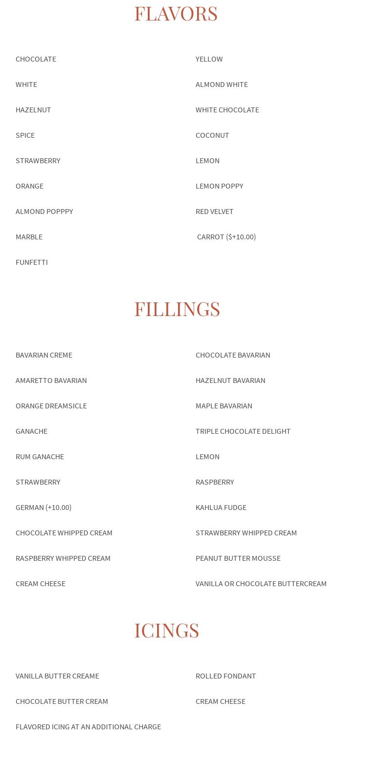 Little London Cake Shoppe Menu