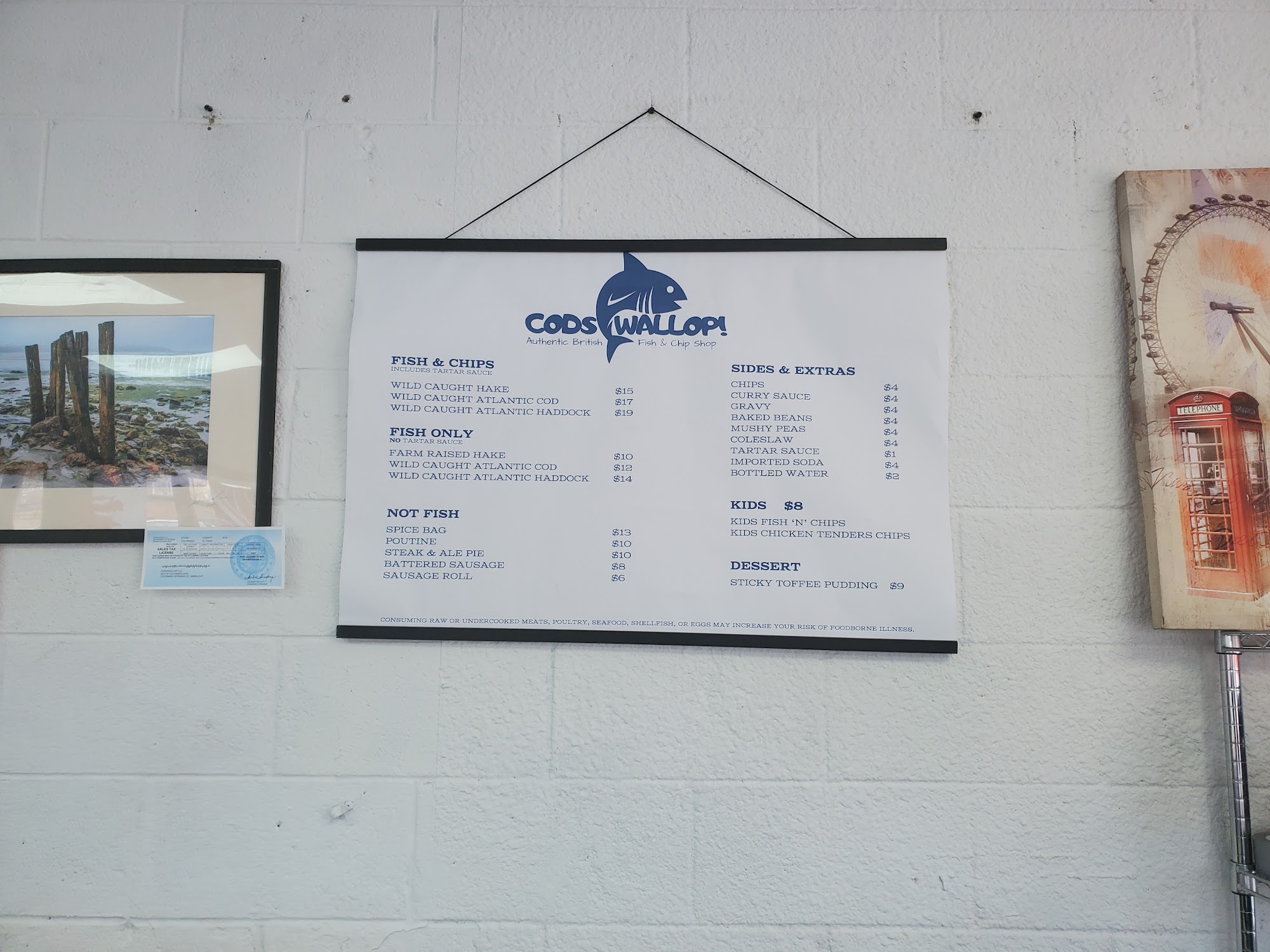 Codswallop LLC Menu