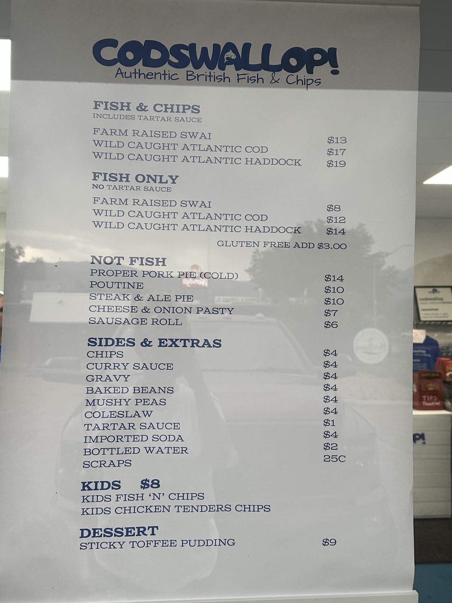 Codswallop LLC Menu