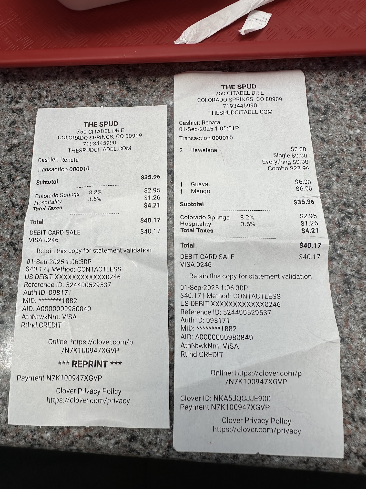 The Spud LLC Menu