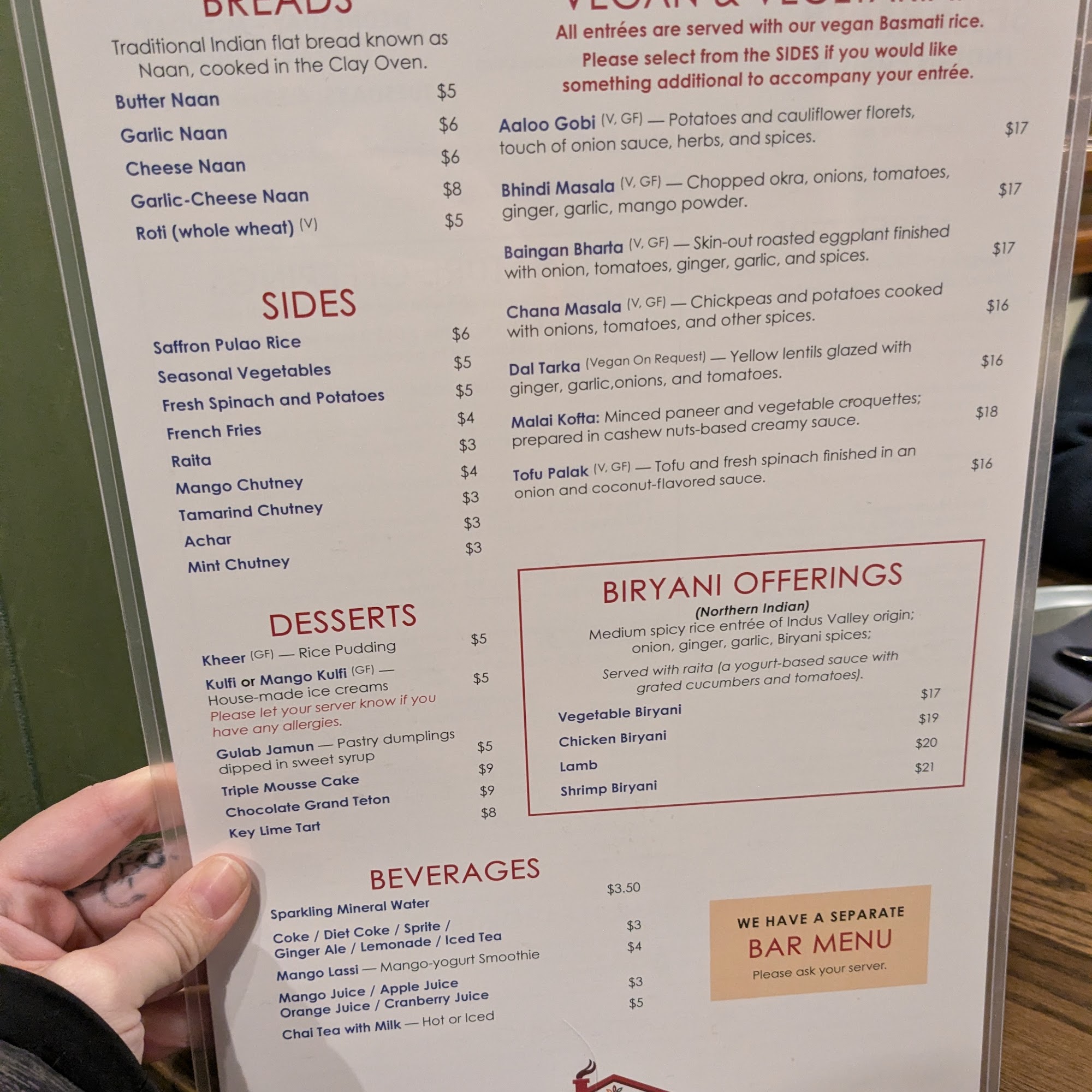 Spice Ranch Indian Fusion Menu
