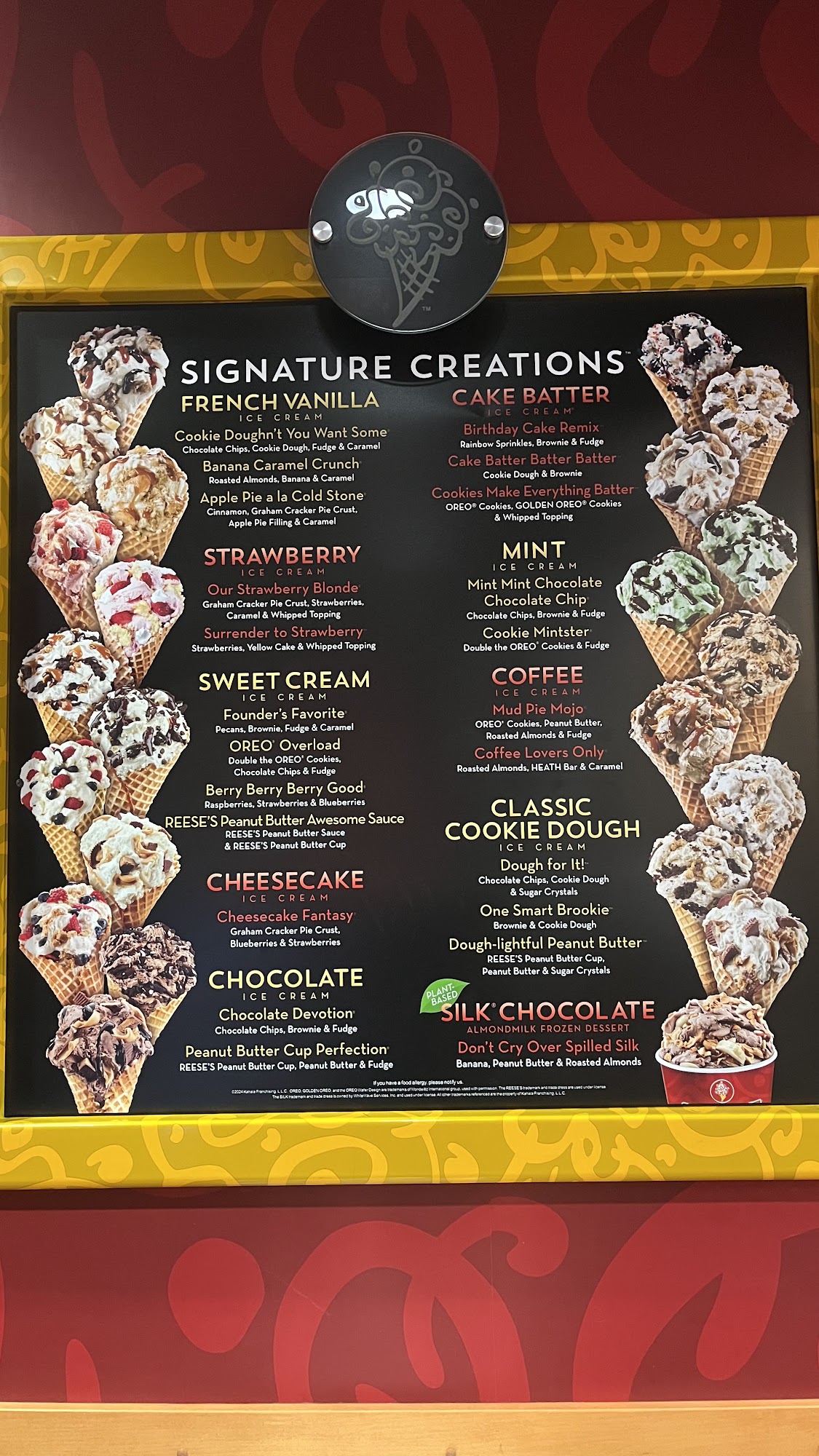 Cold Stone Creamery Menu