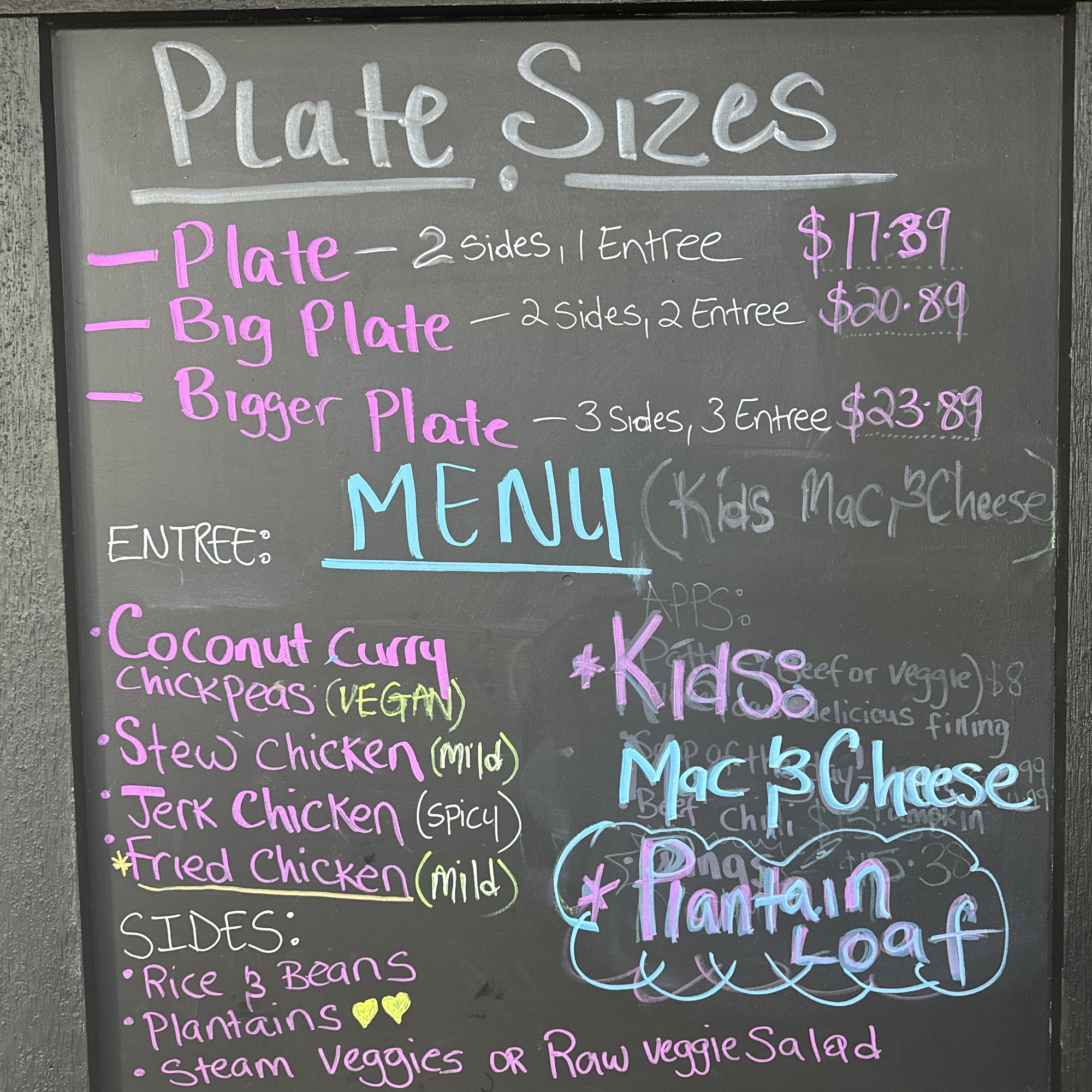 Plantain Tree Menu
