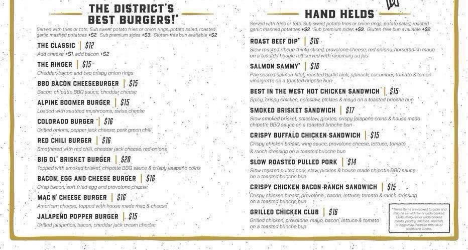 The District Kitchen & Saloon Menu