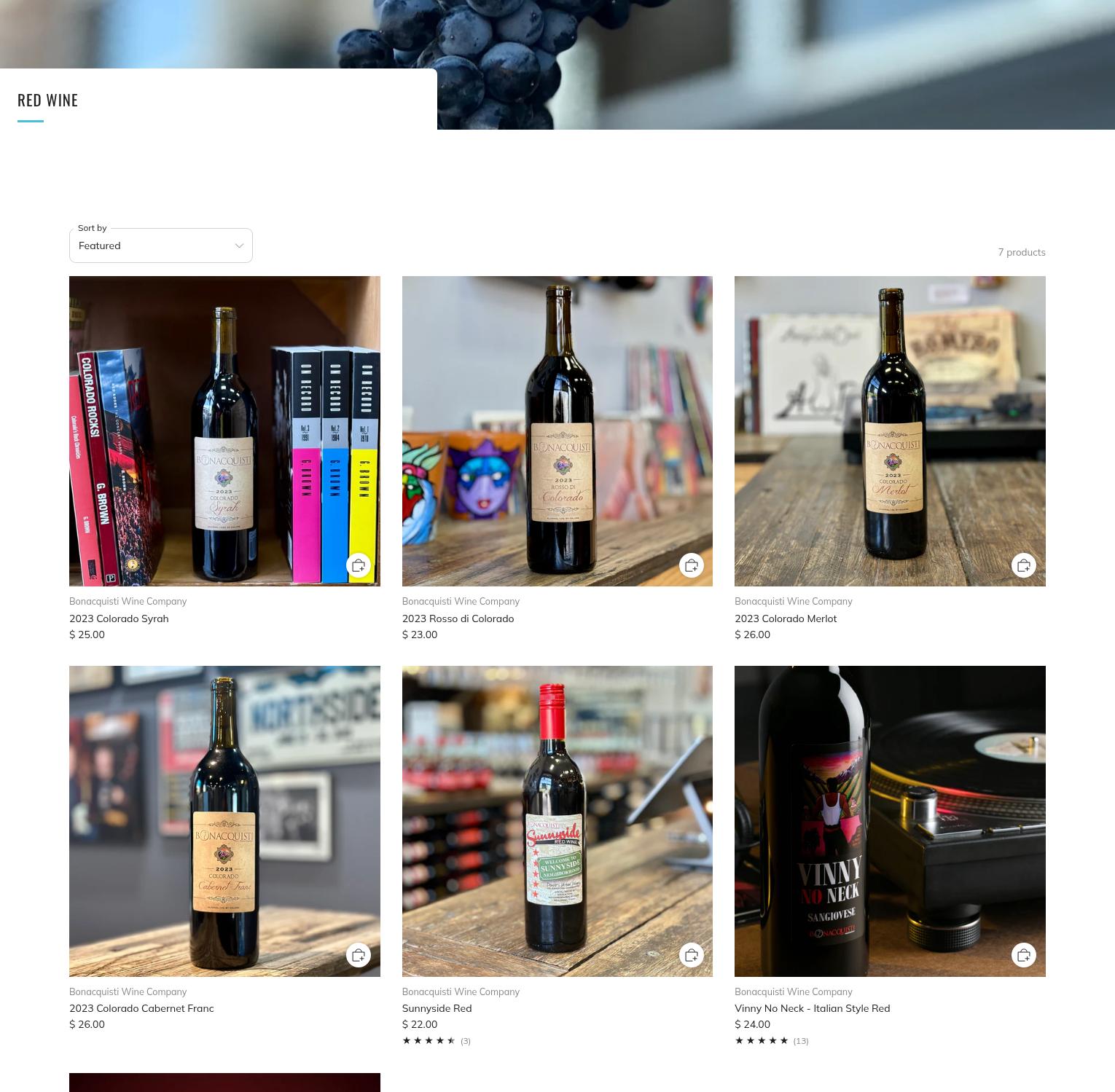 Bonacquisti Wine Company Menu