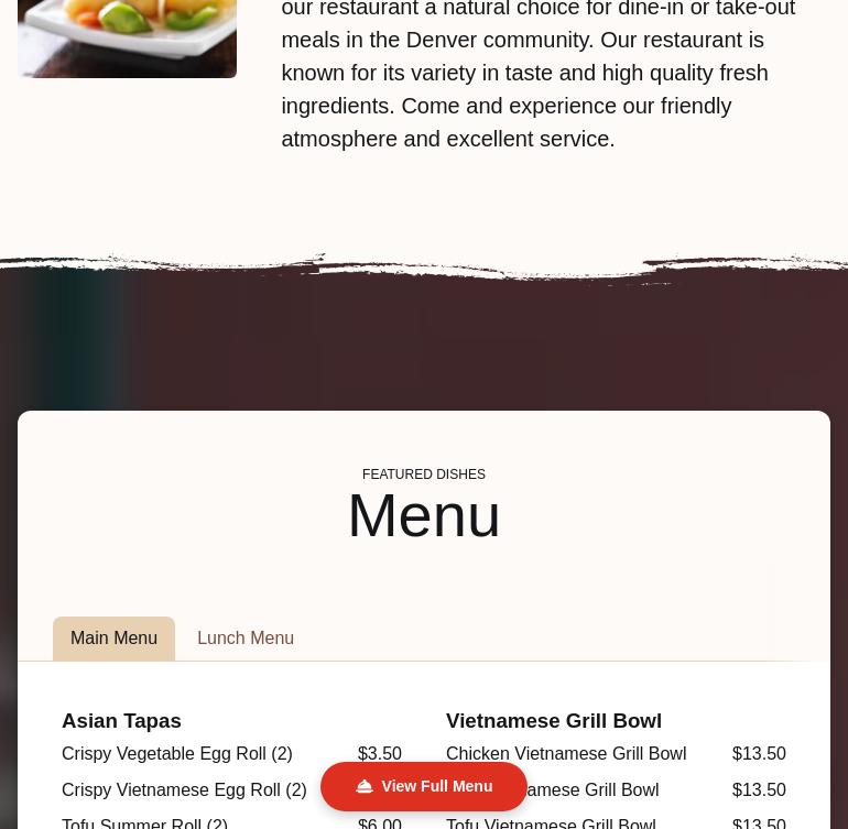 Moon River Asian Bistro Menu