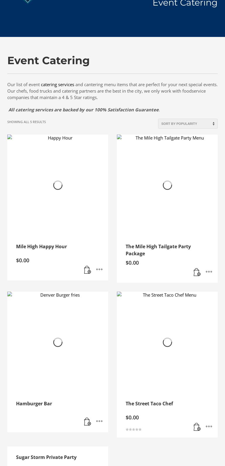Denver Caterers Menu
