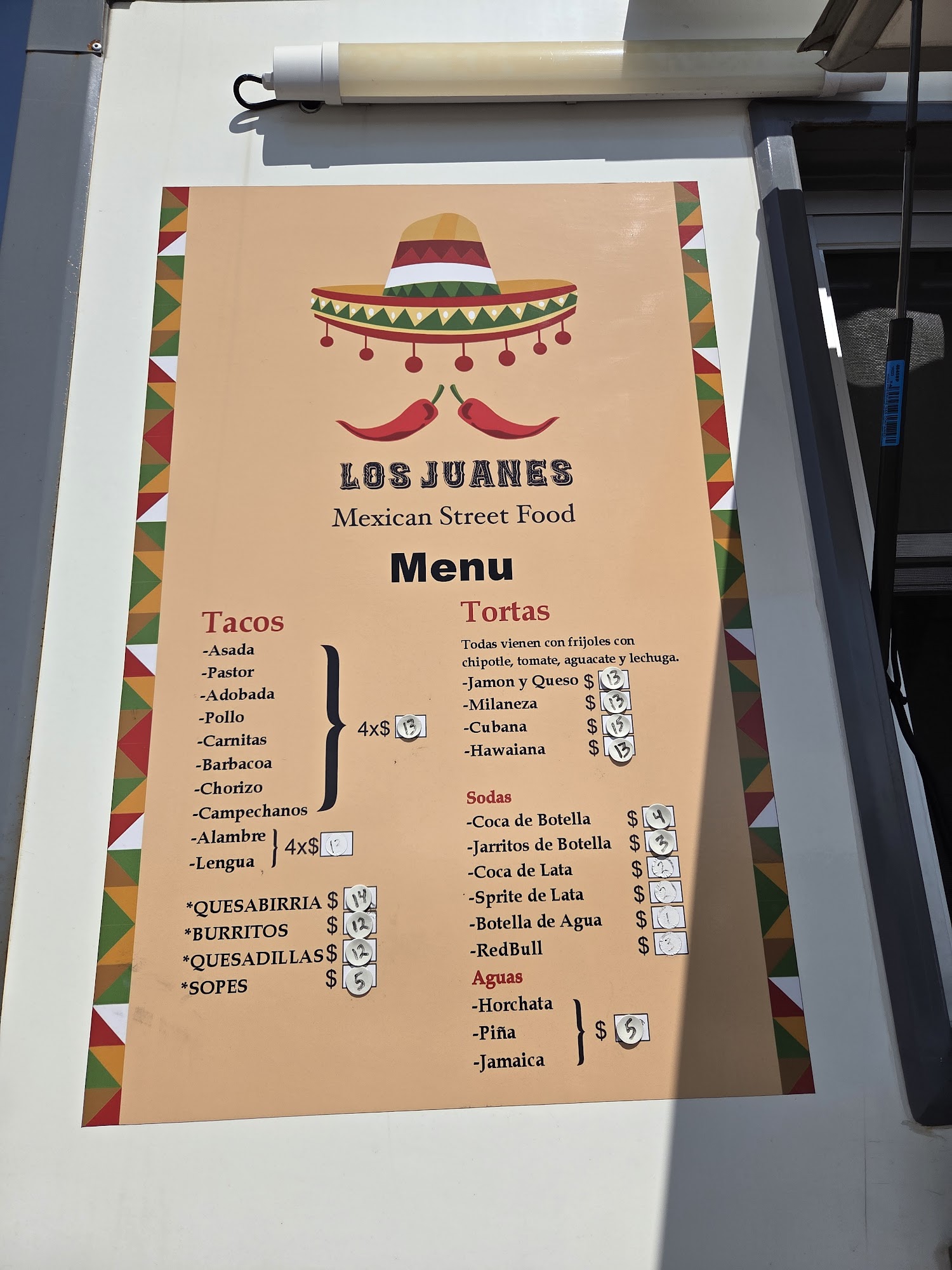 Los Juanes Mexican St Food Menu