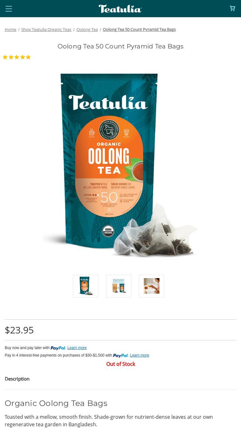 Teatulia Tea & Coffee Menu