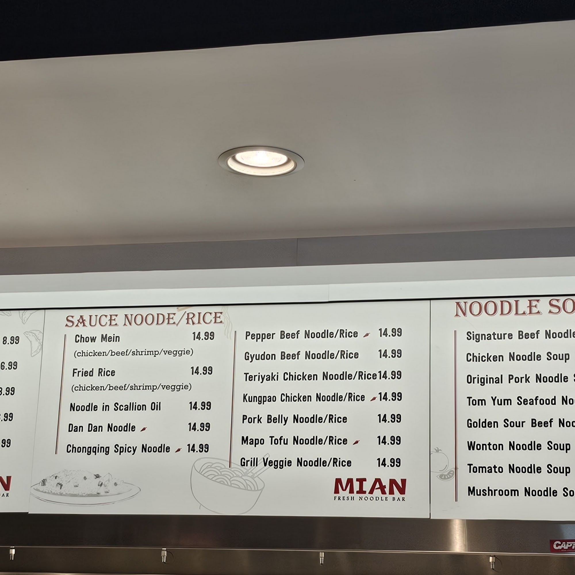 Mian Fresh Noodle Bar Menu