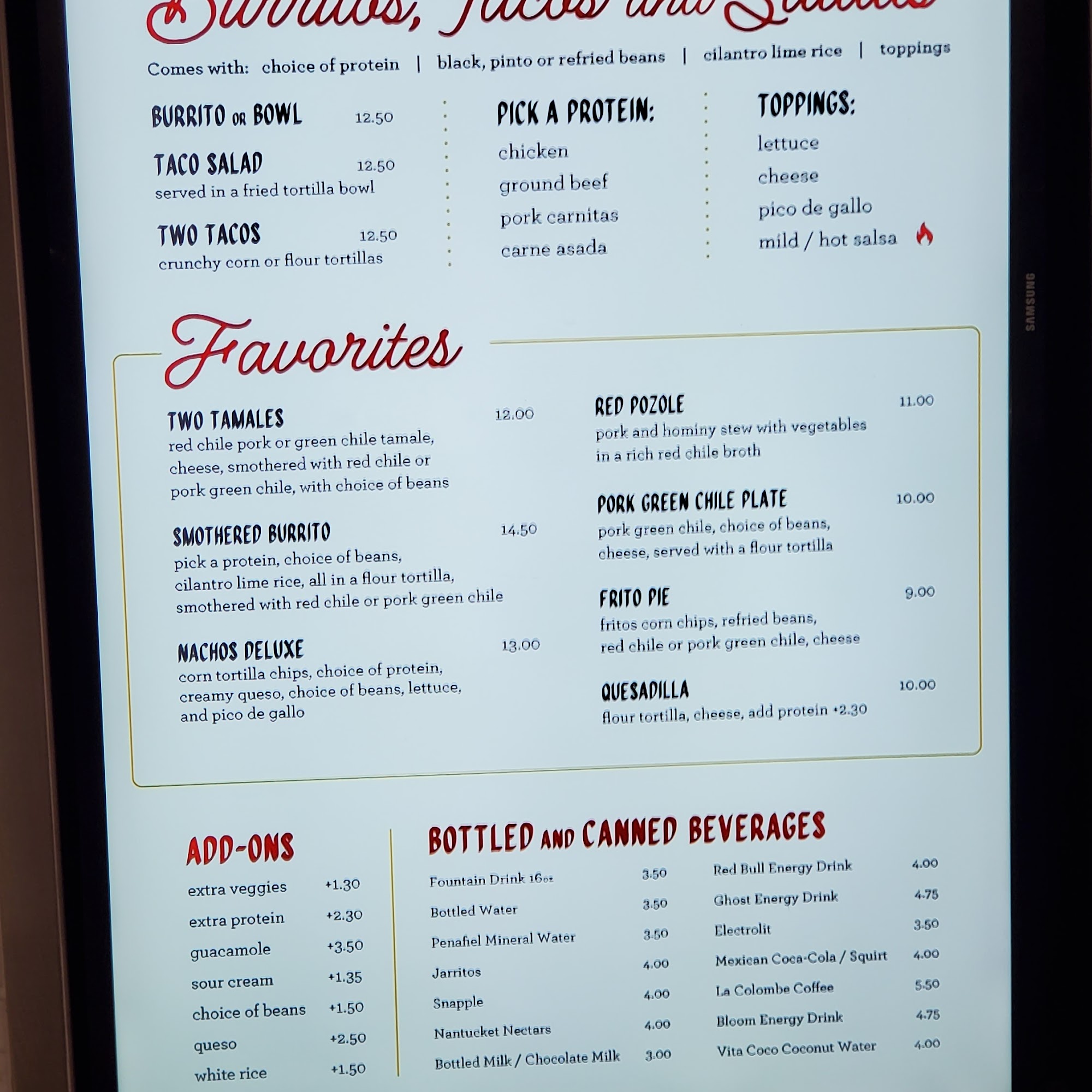 La Casita Menu