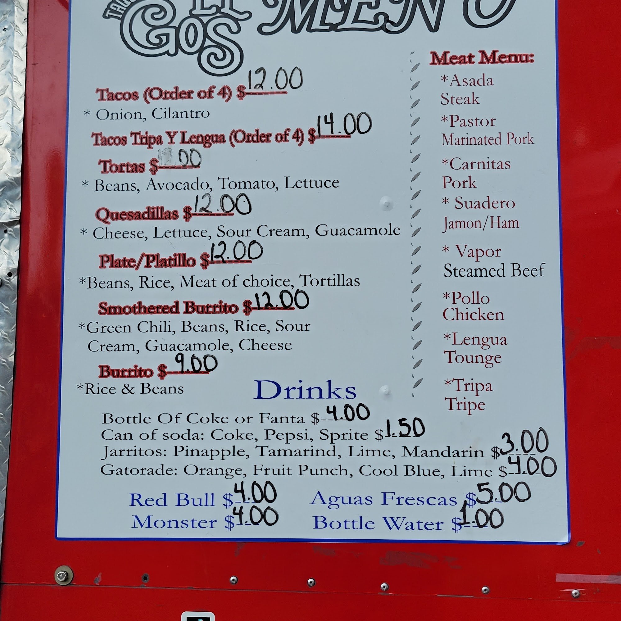 El Gos Taqueria Menu