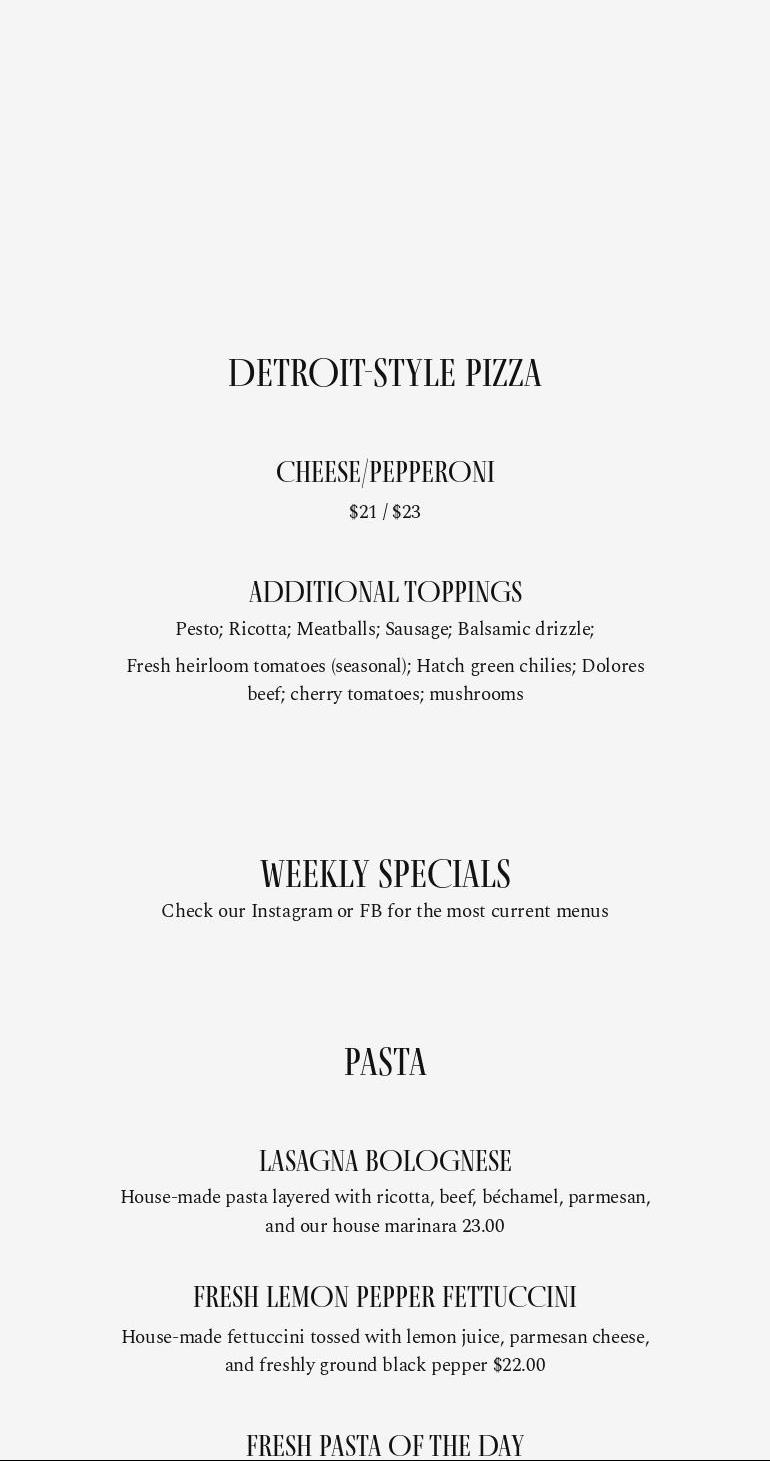 The Italian Menu