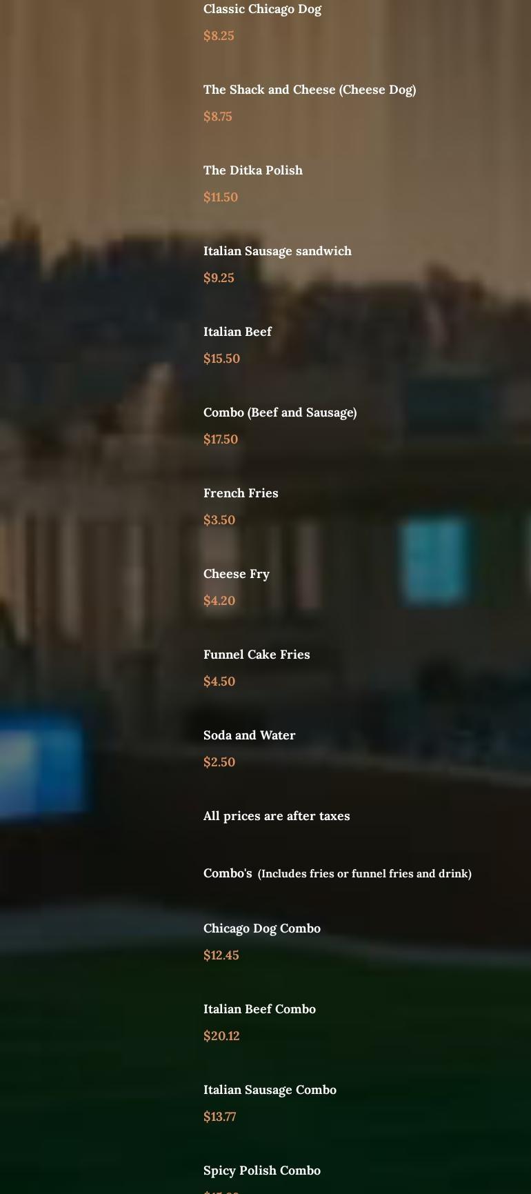 TheChiShack Menu