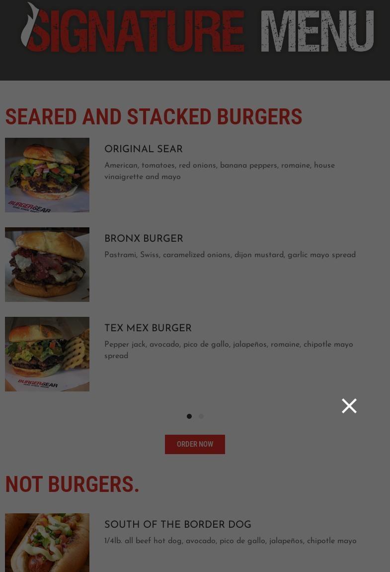 BurgerSear Menu