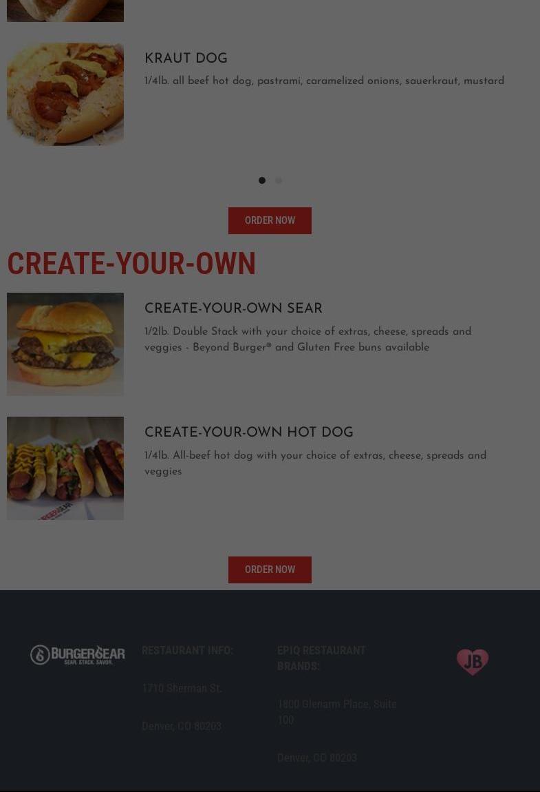 BurgerSear Menu